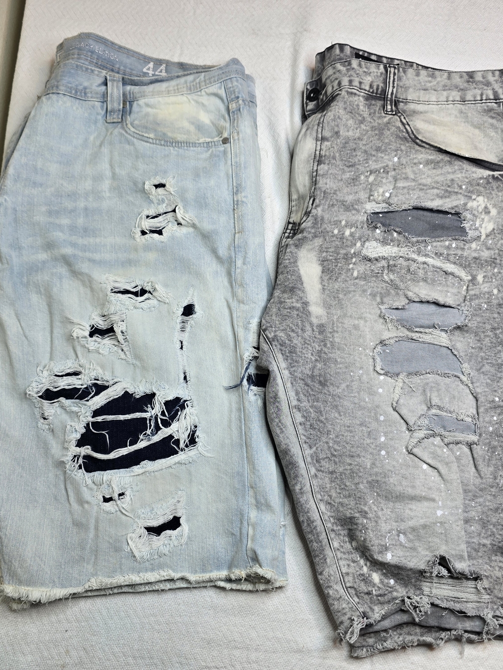 Jordan Craig Distressed Two-Tone Men's Shorts - Light Blue & Gray
